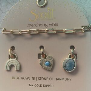 Scout Gold Dipped Charm Set with Blue Howlite